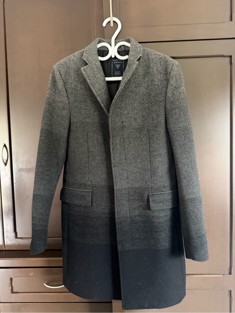 Guess Men's Gray to Black Ombre Wool Pea Coat